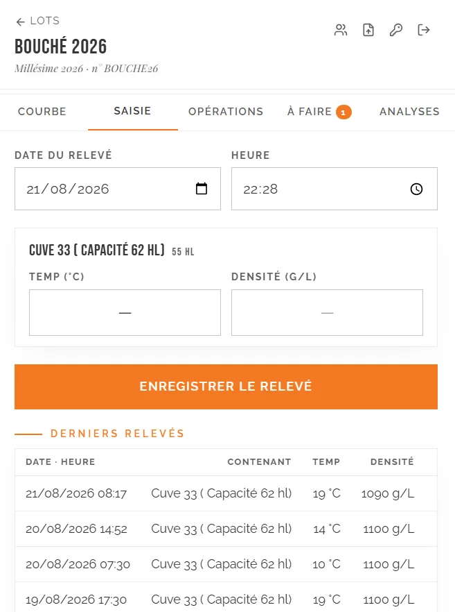 Application de suivi de vinification sur mobile, du chai au laboratoire — Actions à mener