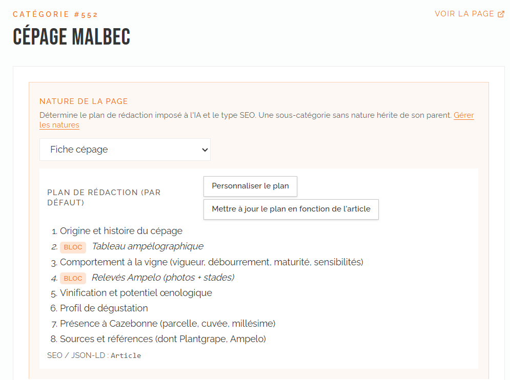 Un back-office éditorial piloté par l'IA, pas juste un CMS — Possibilité d'ajuster le plan