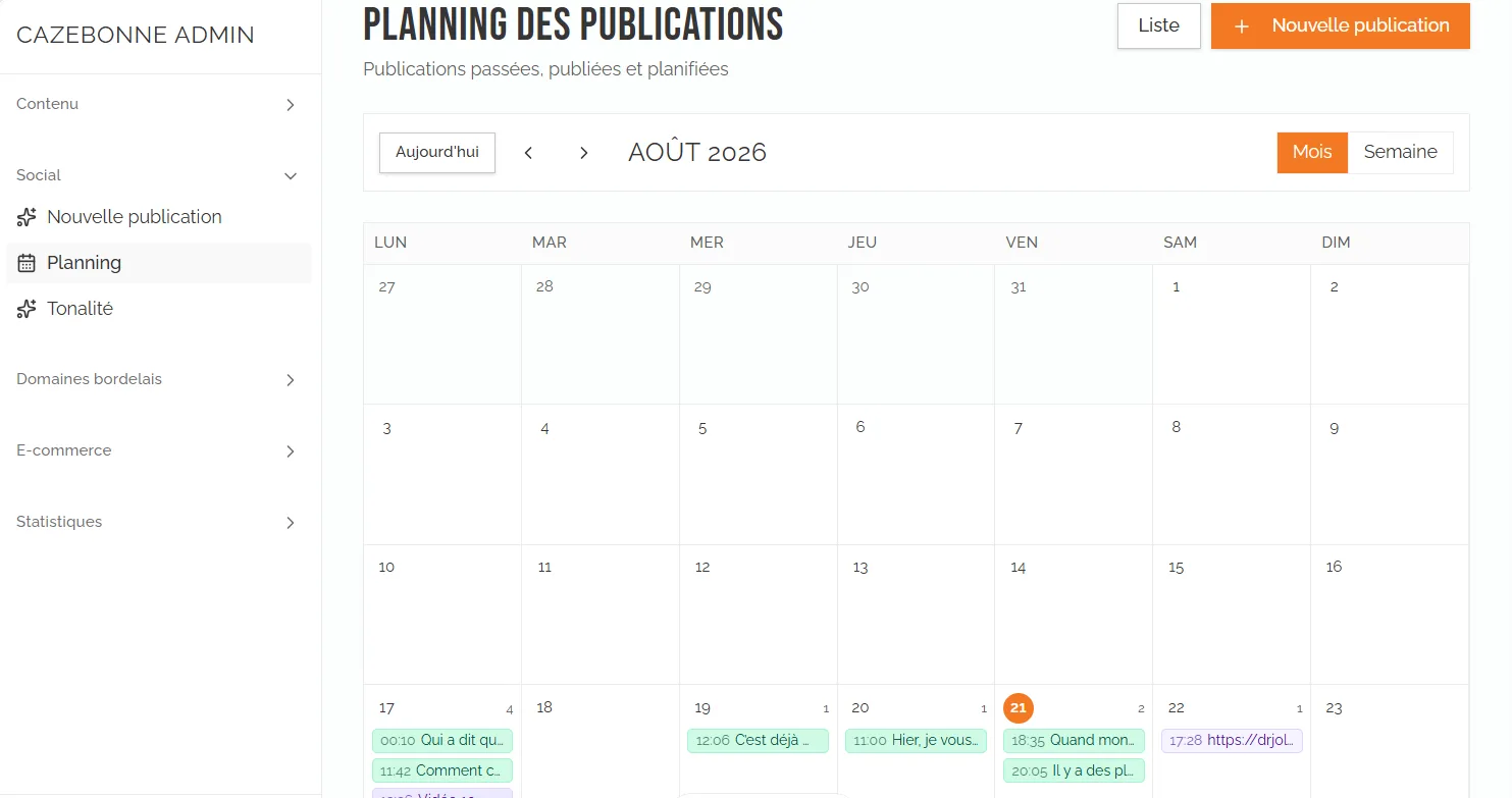 Social Studio — templates graphiques, publication mobile et réemploi SEO — Planning de publication