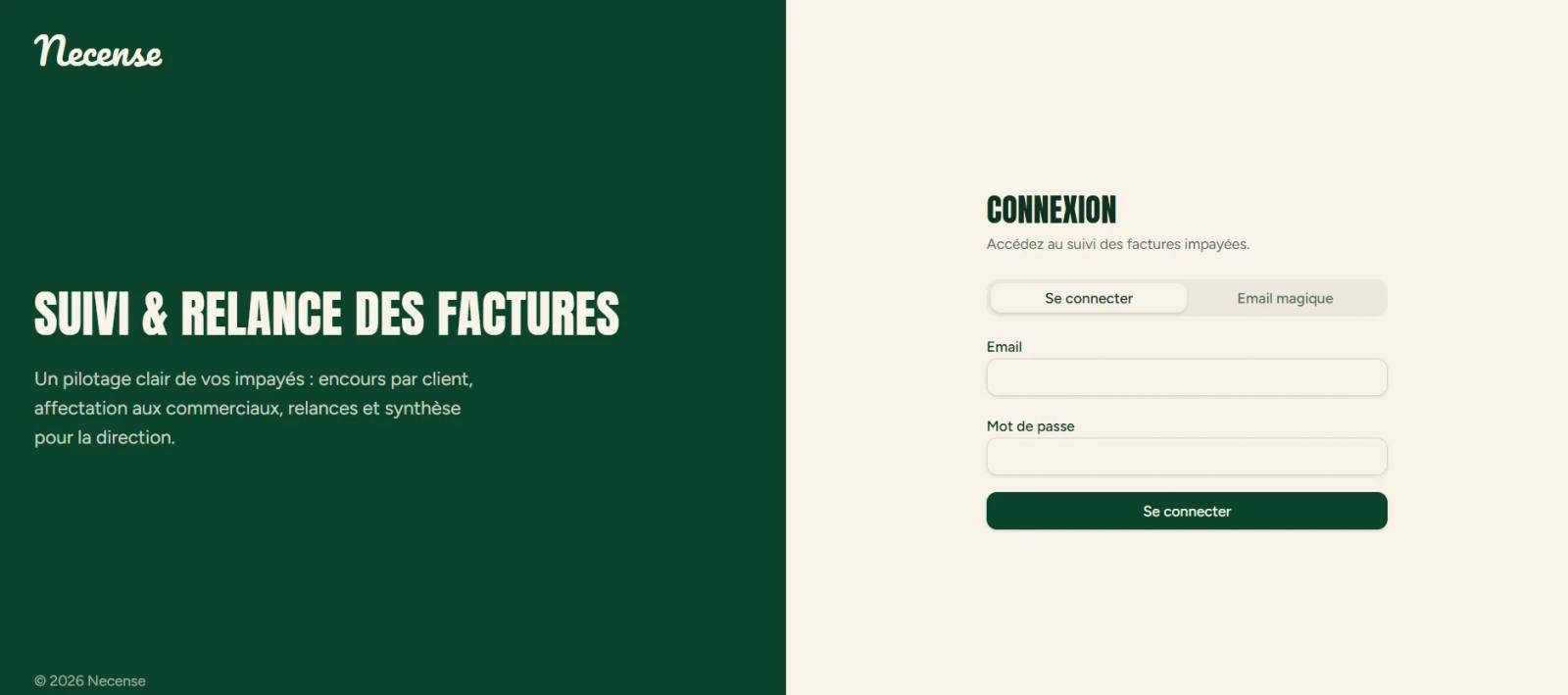 Automated payment reminders and real-time outstanding balance reporting — Necense