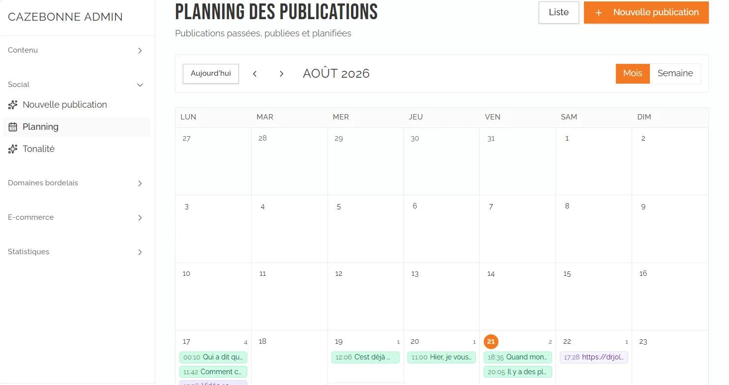 Social Studio — graphic templates, mobile publishing and SEO reuse — Publication planning